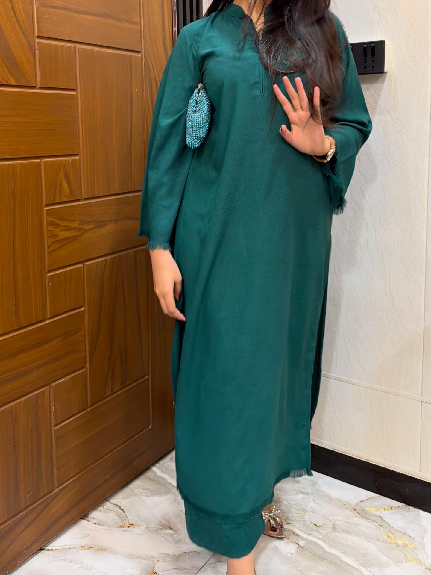 Teal Serenity Self Butter Silk-2PC