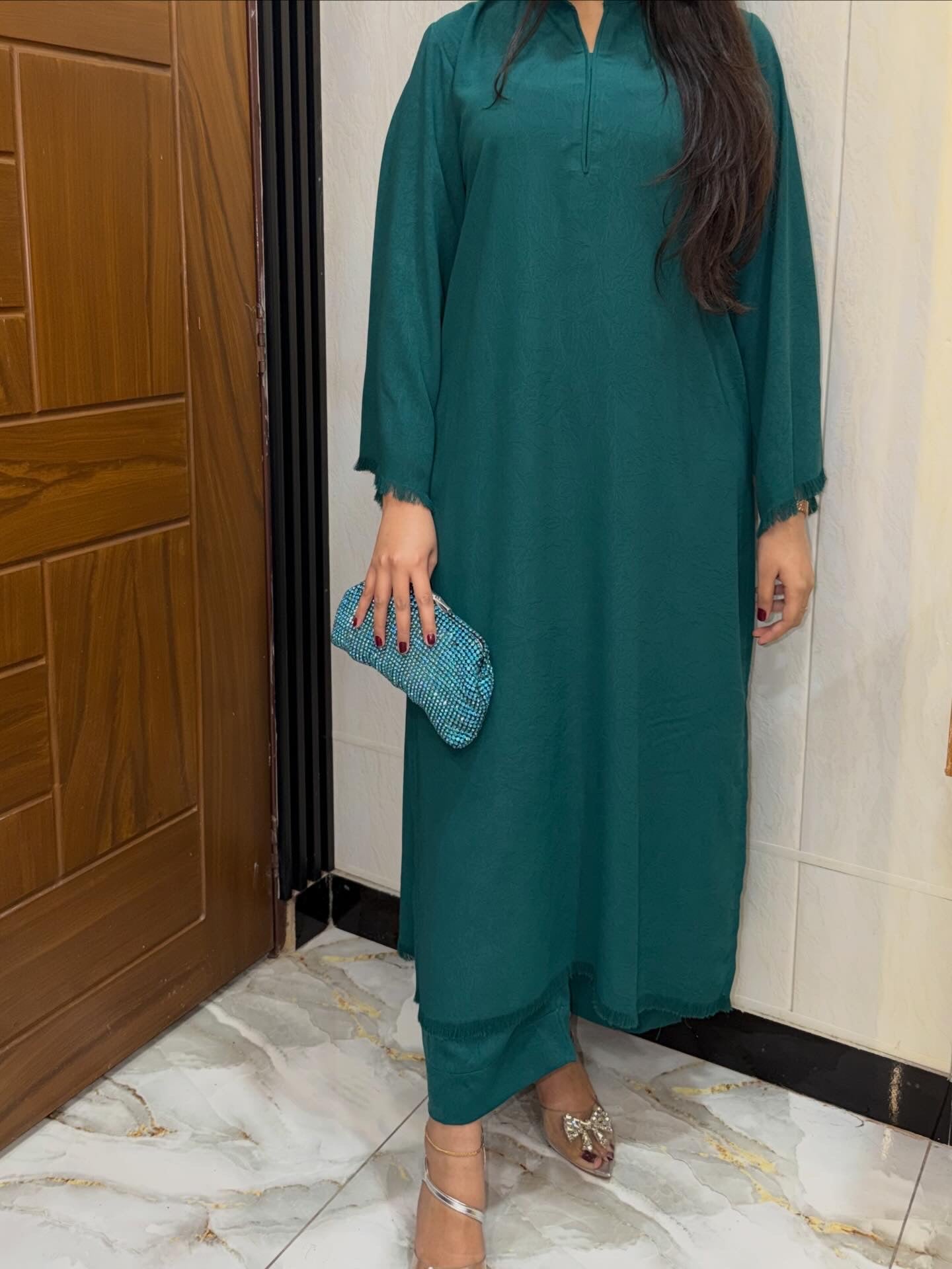 Teal Serenity Self Butter Silk-2PC