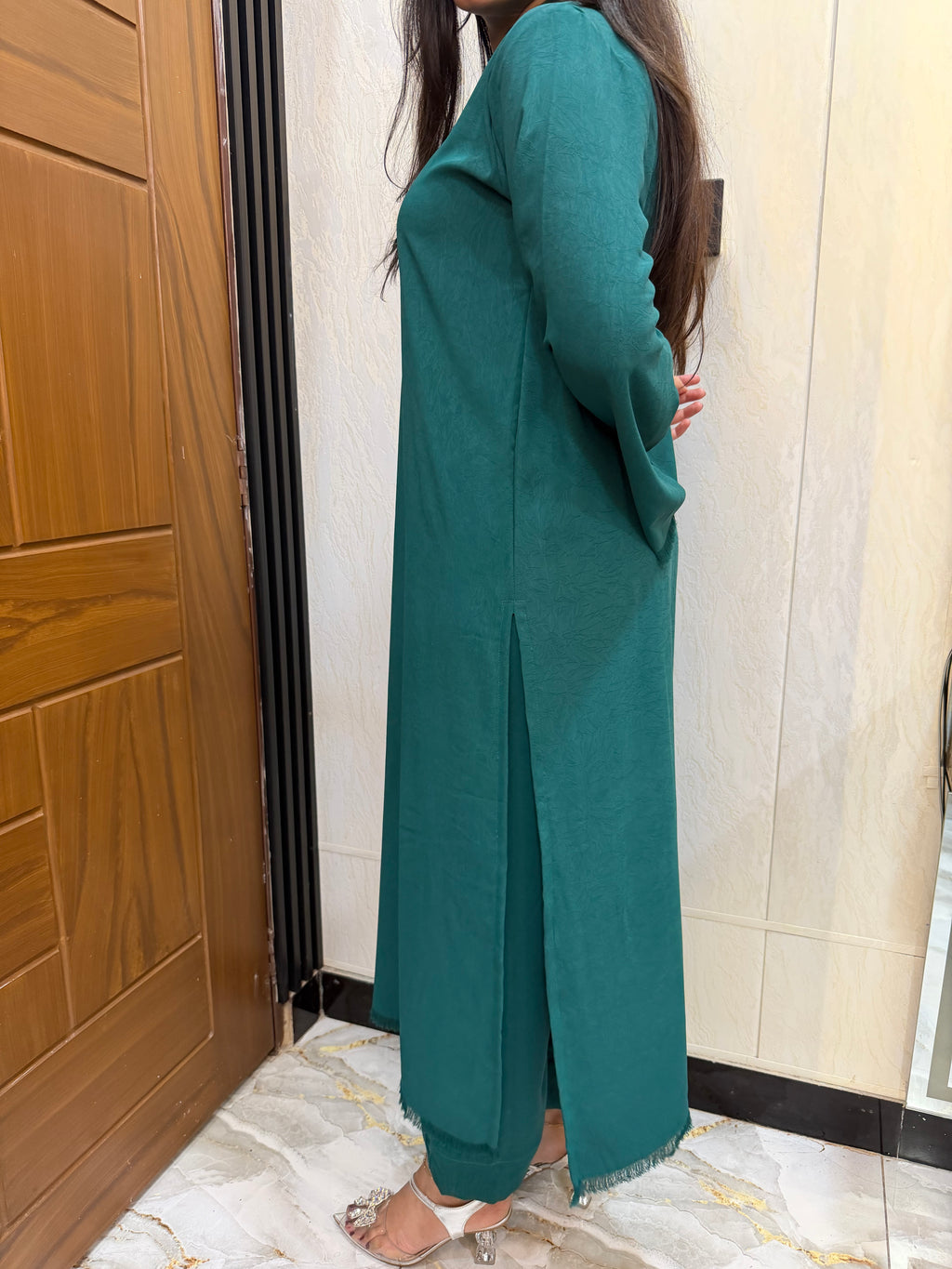 Teal Serenity Self Butter Silk-2PC